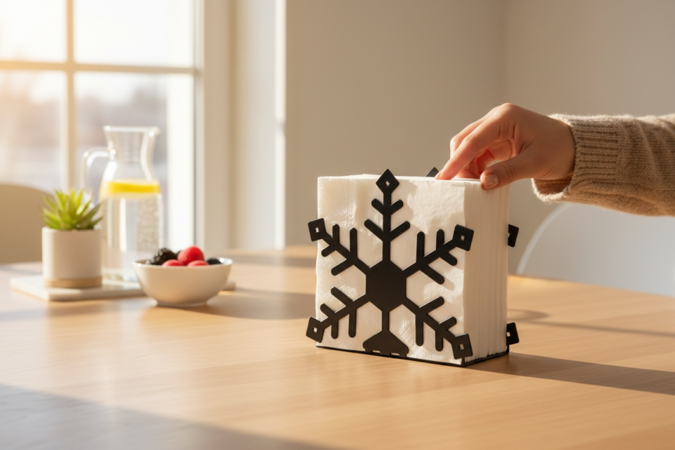 ELKAT Kar Tanesi Delikli Metal Peçetelik