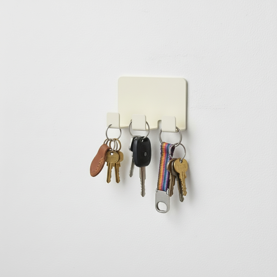 KUAS Yapışkanlı Metal Üçlü Havlu Askısı