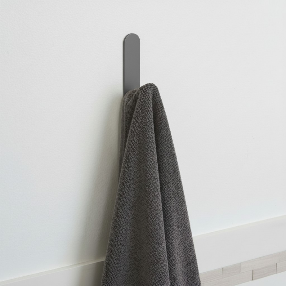 KUAS Yapışkanlı Metal Tekli Oval Havlu Askısı (Bu Set 3 Adet Askıdan Oluşmaktadır.)