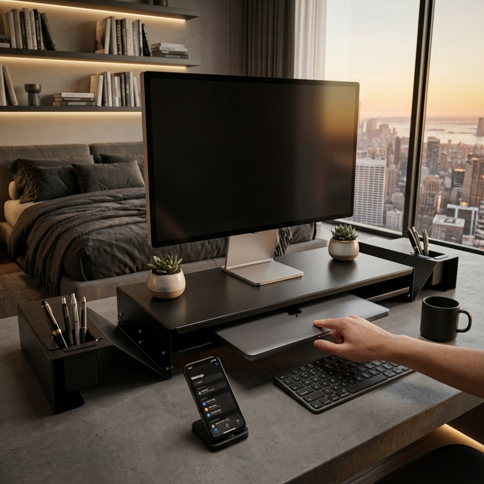 VIDMON Organizerli Monitör Yükseltici Siyah - 110 cm Standart