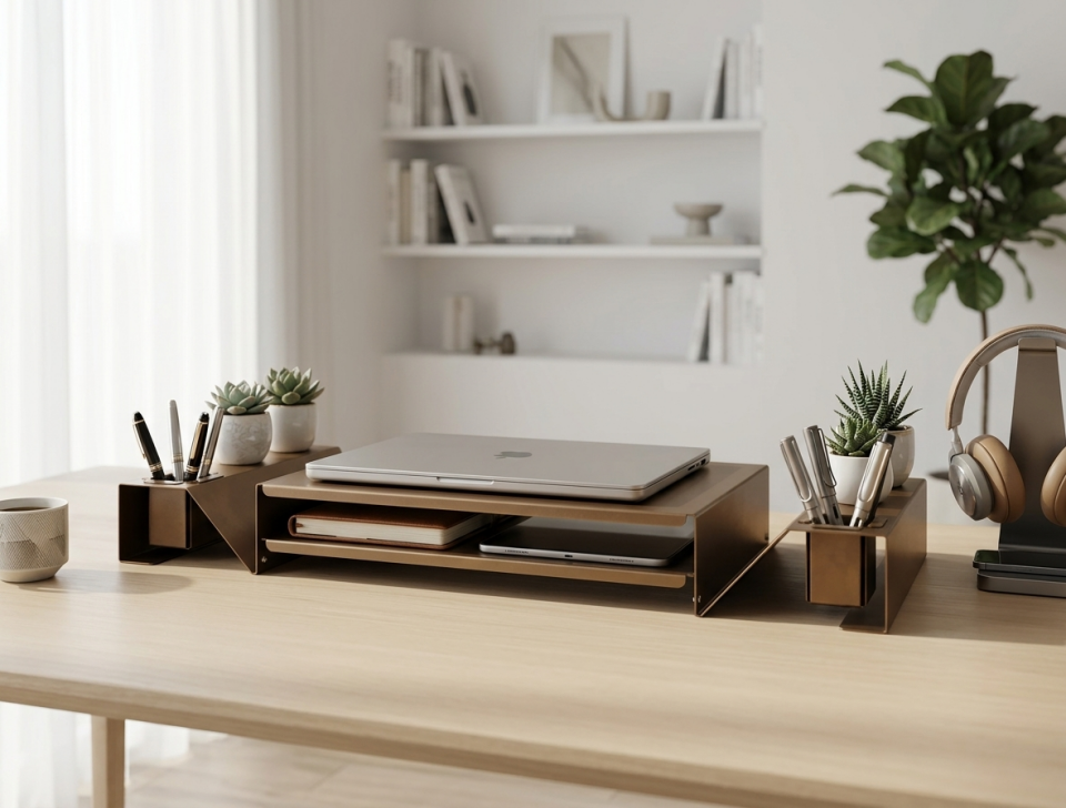 VIDMON Organizerli Monitör Yükseltici Bronz - 100 cm Kompakt