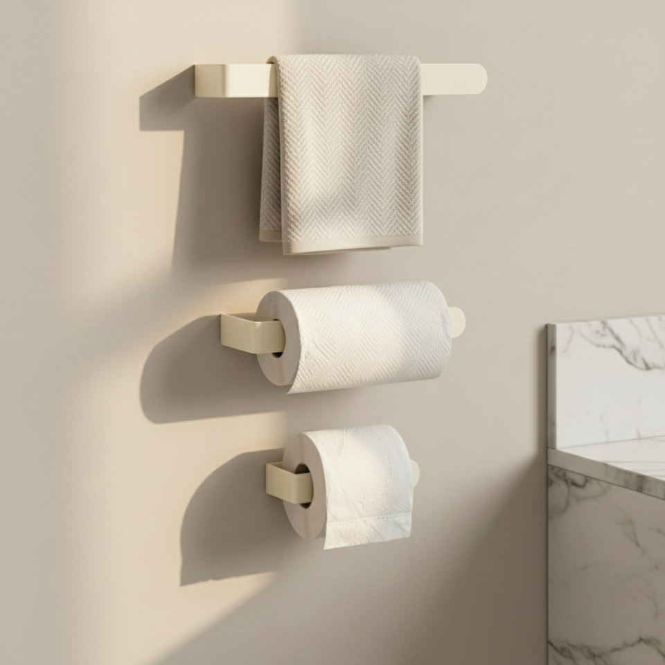Hamton Linea 3’lü Banyo Aksesuar Seti Krem