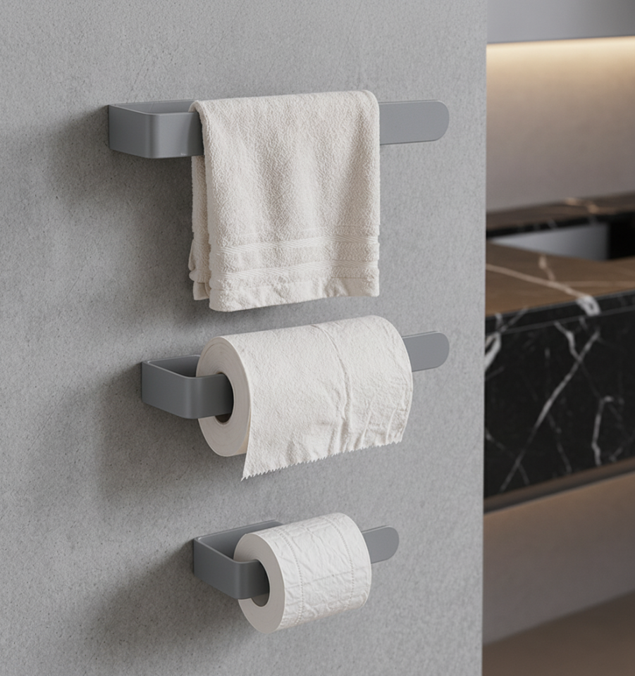 Hamton Linea 3’lü Banyo Aksesuar Seti Açık Gri