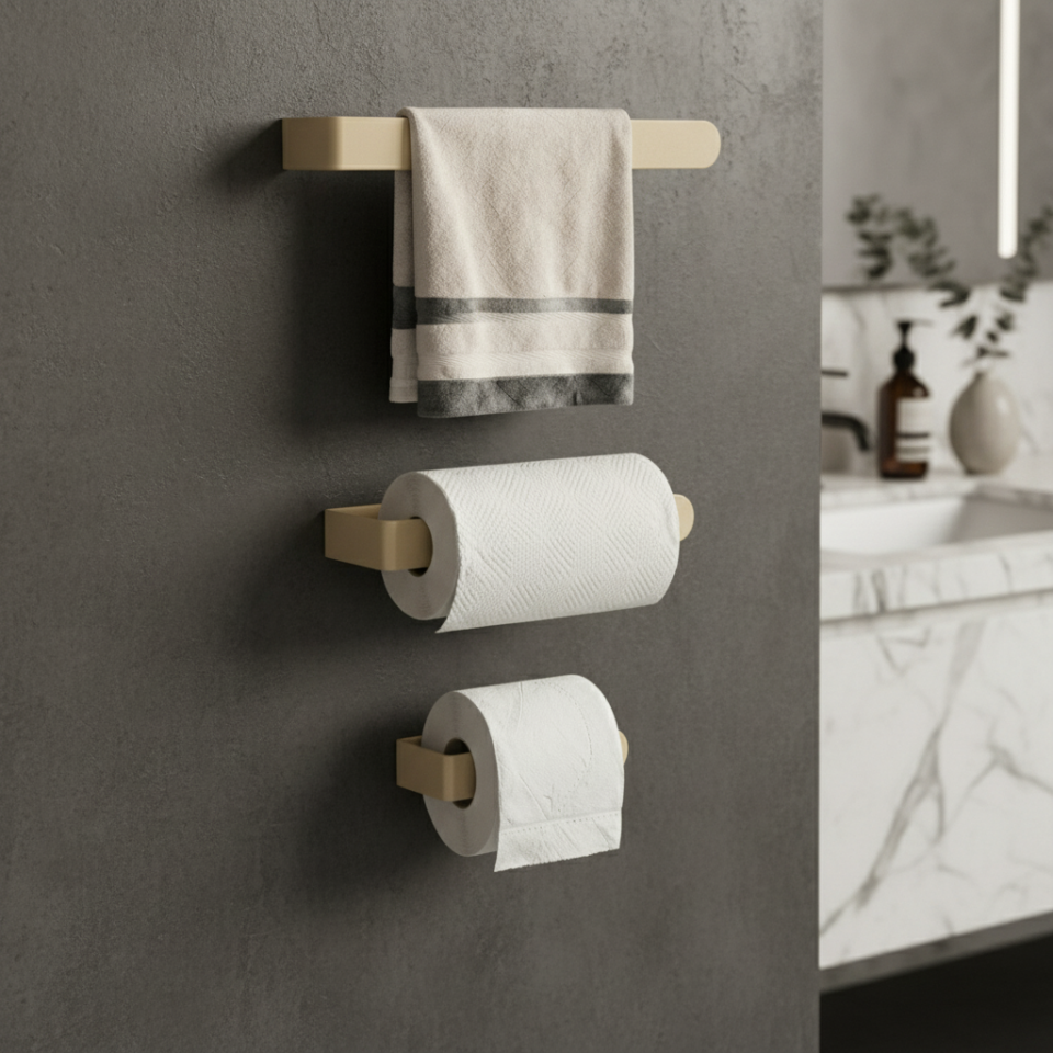 Hamton Linea 3’lü Banyo Aksesuar Seti Gold