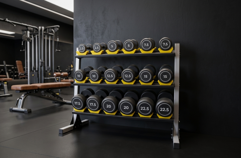 Hamton FitLine Rack Pro 150 - Üç Katlı Profesyonel Dambıl Standı