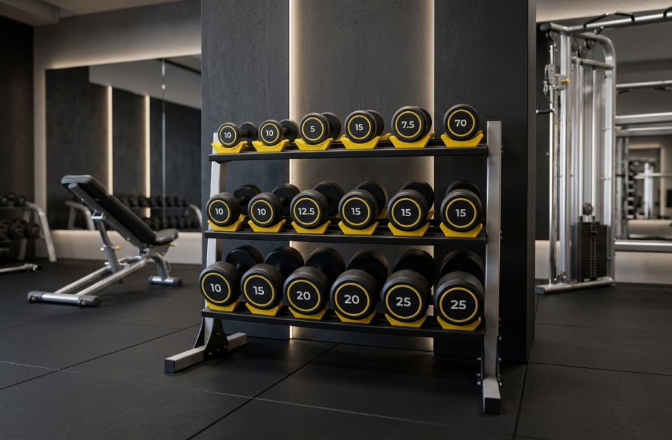Hamton FitLine Rack Pro 150 - Üç Katlı Profesyonel Dambıl Standı