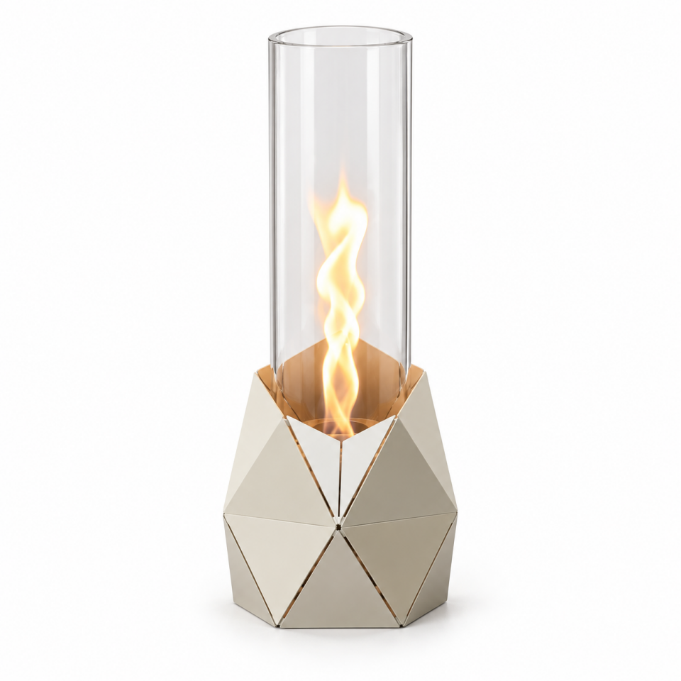 HAMTON FLAME PRISMA Ekru Masaüstü Biyoetanol Şömine